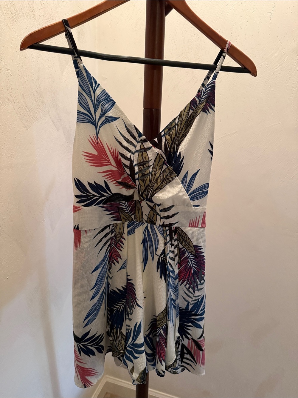 Purple Snow White Tropical Print Spaghetti Strap Top